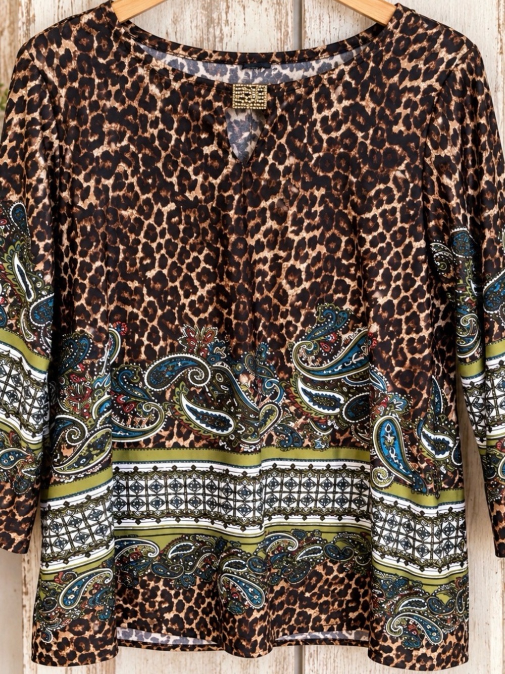 Melissa Paige Brown and Black Leopard Print Dress with Gold Buckle